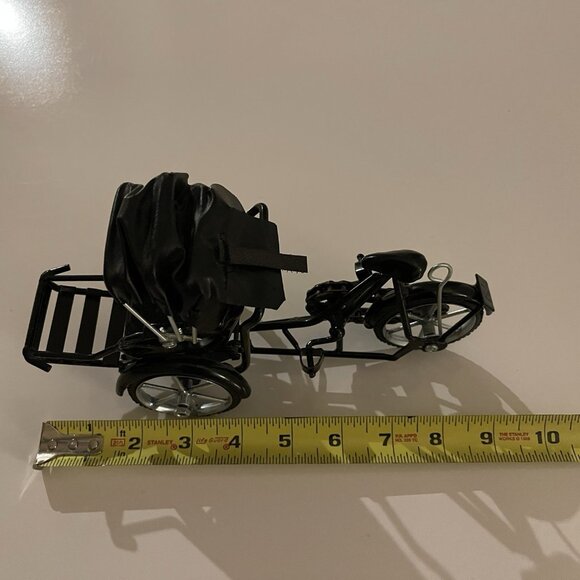 Rickshaw Pedal Taxi Cart Metal Vietnam Gold Coin Seat Cycle Canopy Becak - Picture 6 of 15